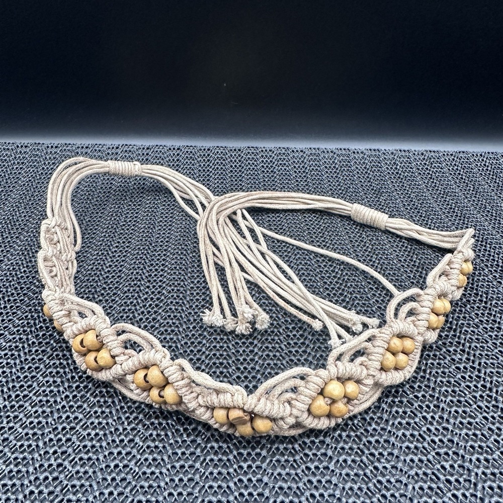 VTG Boho Macrame Hat Band/ Choker Necklace Coastal Cowgirl